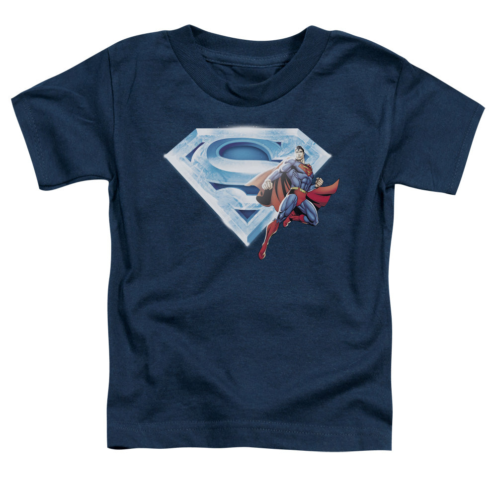 Superman - Superman & Crystal Logo - Short Sleeve Toddler Tee - Navy T-shirt