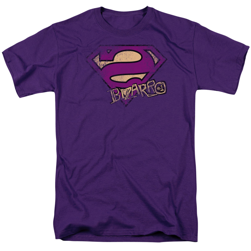 Superman - Bizarro Logo Distressed - Short Sleeve Adult 18/1 - Purple T-shirt