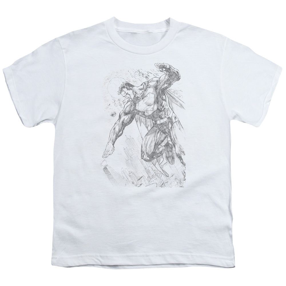 Superman - Pencil City To Space - Short Sleeve Youth 18/1 - White T-shirt