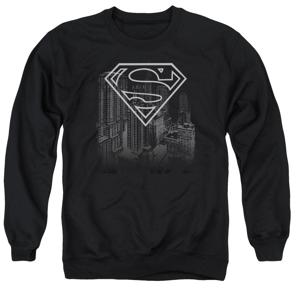 Superman - Skyline - Adult Crewneck Sweatshirt - Black