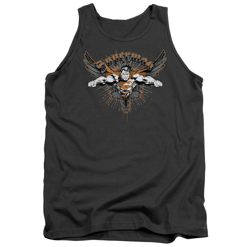Superman - Take Wing - Adult Tank - Charcoal
