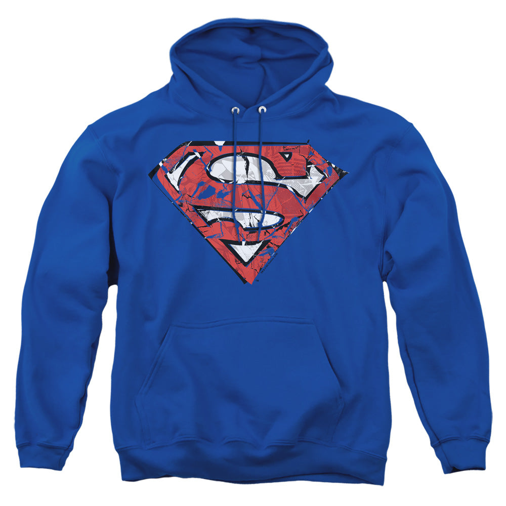 Superman - Ripped And Shredded - Adult Pull-over Hoodie - Royal Blue