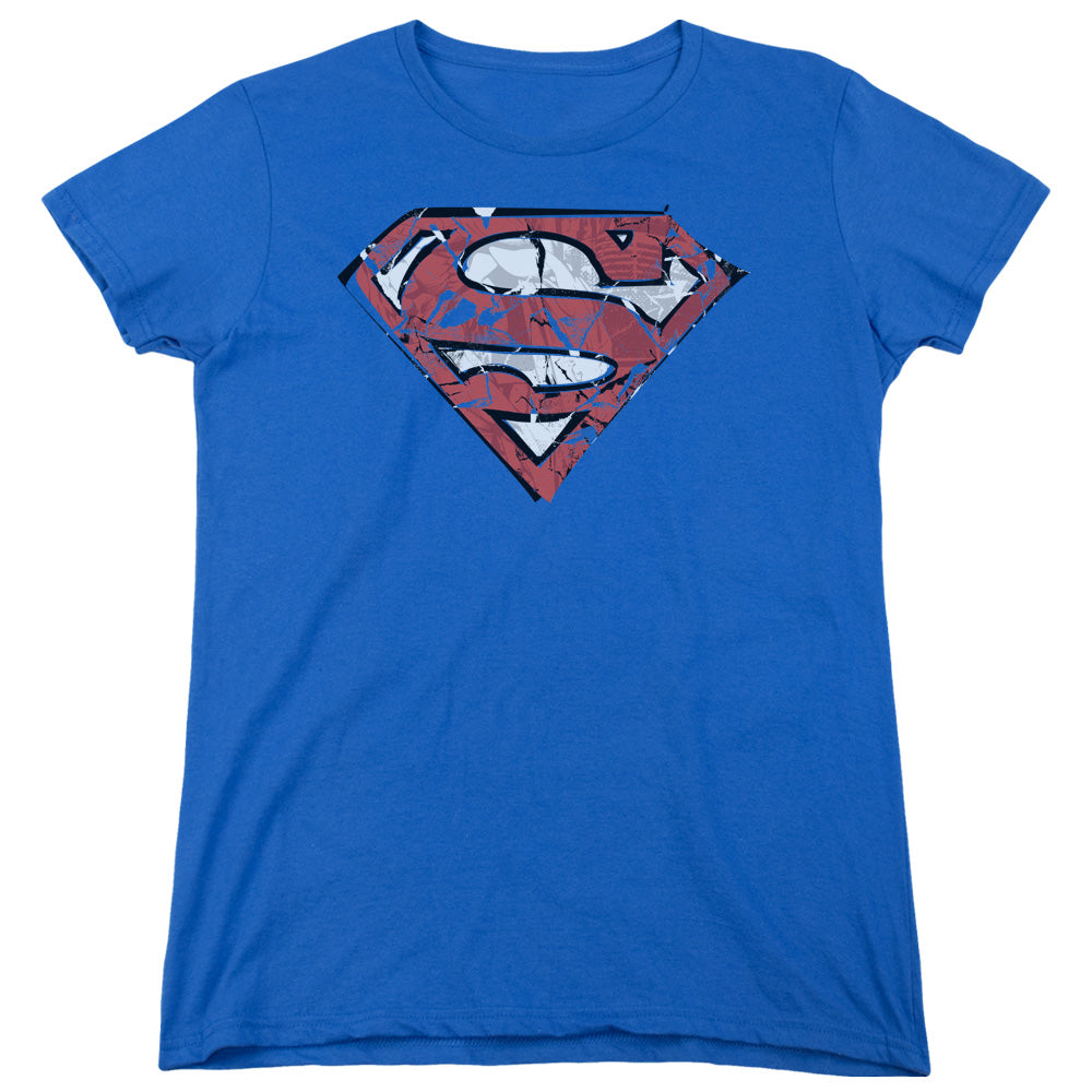 Superman - Ripped And Shredded - Short Sleeve Womens Tee - Royal Blue T-shirt