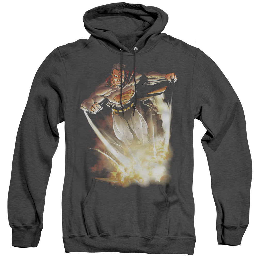 Superman - Explosive - Adult Heather Hoodie - Black