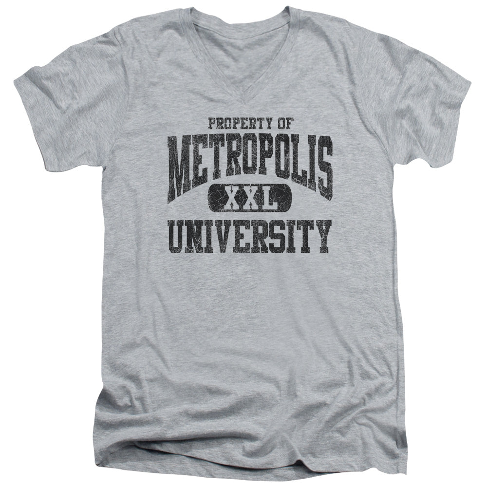 Superman - Property Of Mu - Short Sleeve Adult V-neck - Athletic Heather T-shirt