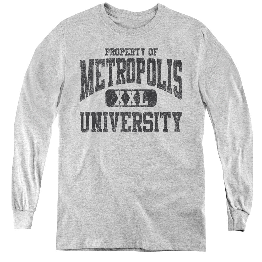 Superman - Property Of Mu - Youth Long Sleeve Tee - Athletic Heather