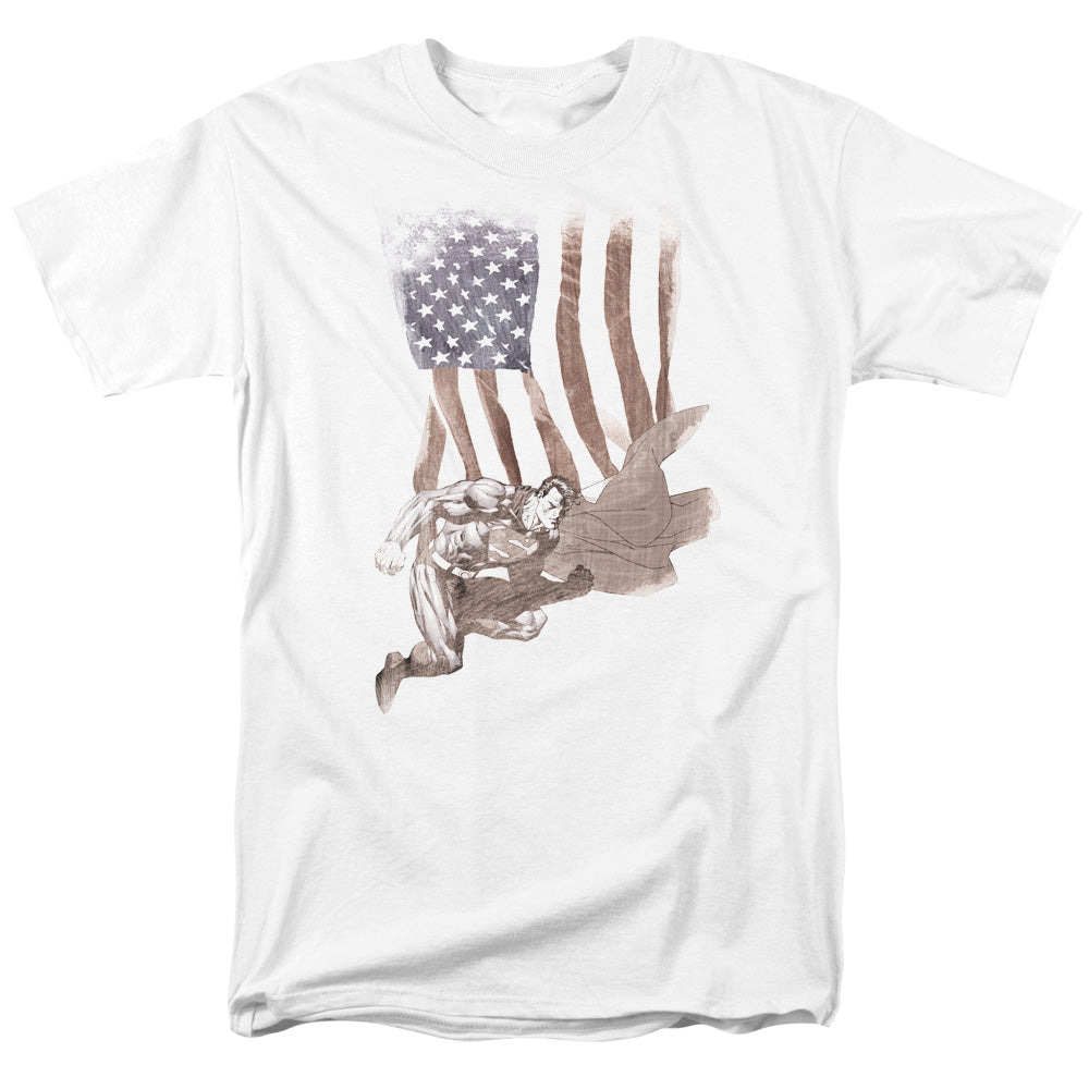 Superman - Super American - Short Sleeve Adult 18/1 - White T-shirt