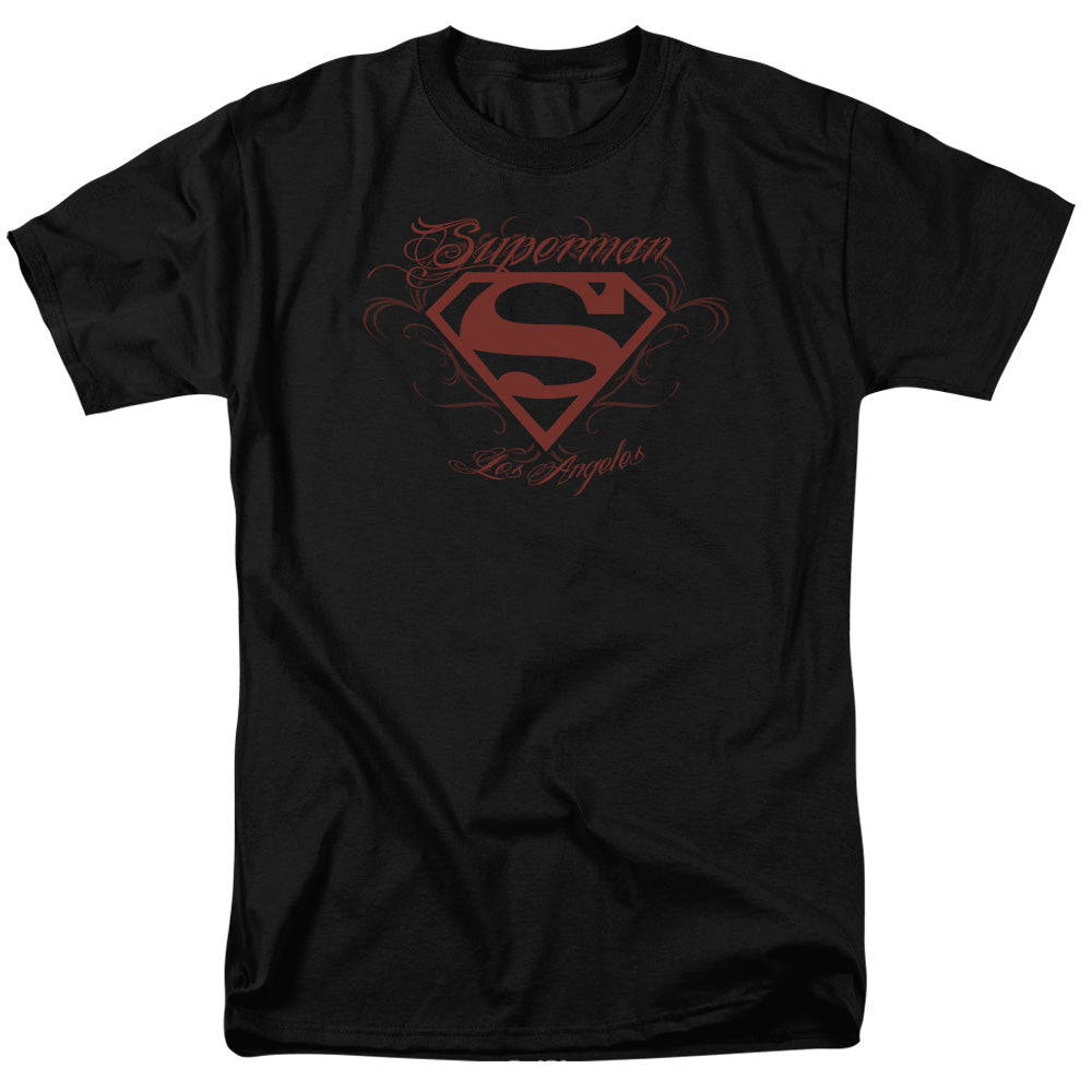 Superman - La - Short Sleeve Adult 18/1 - Black T-shirt
