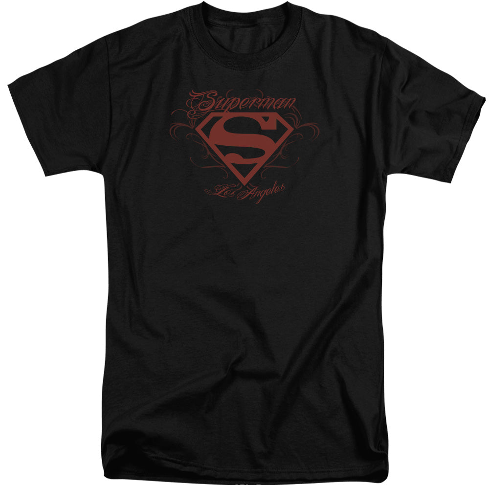 Superman - La - Short Sleeve Adult Tall - Black T-shirt