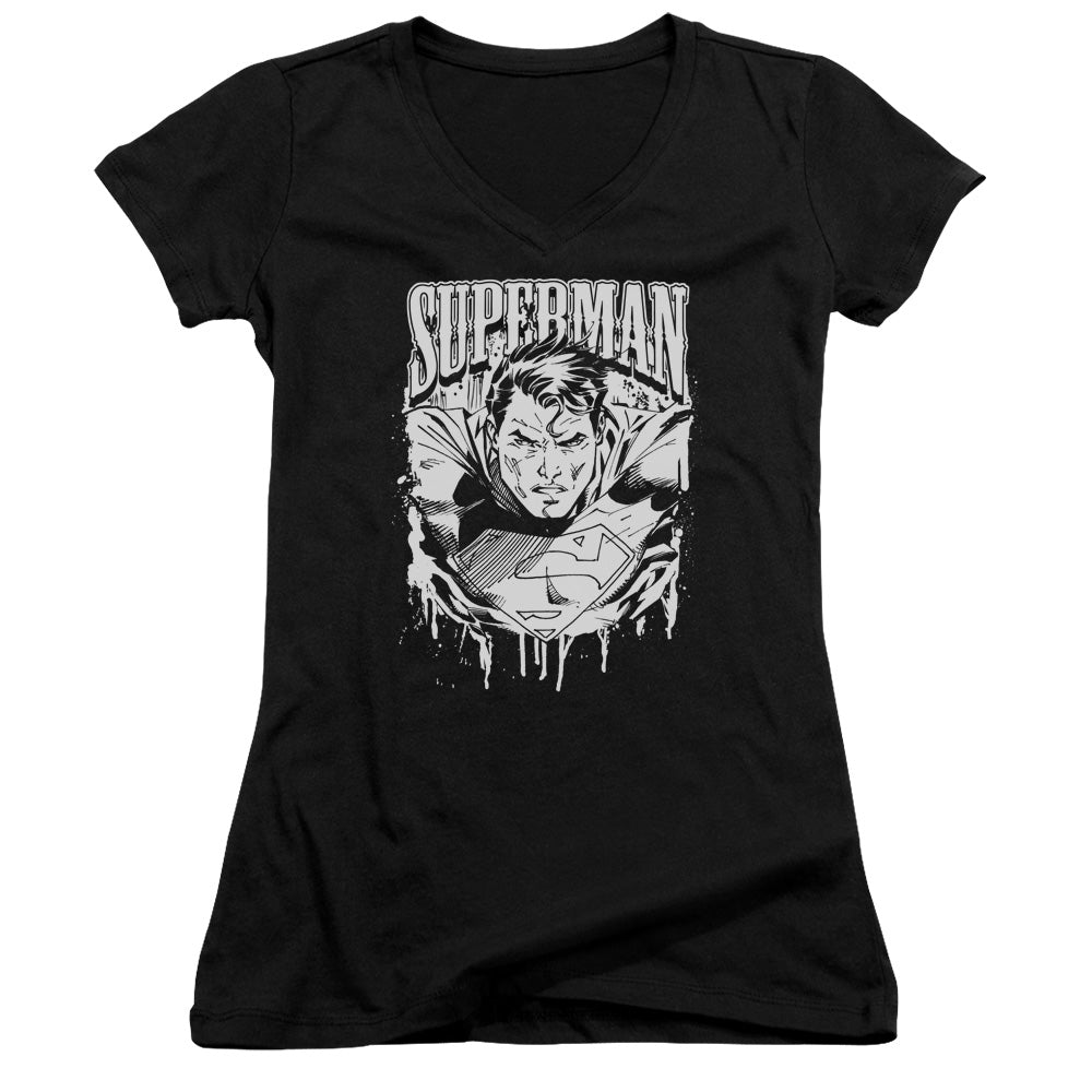 Superman - Super Metal - Junior V-neck - Black