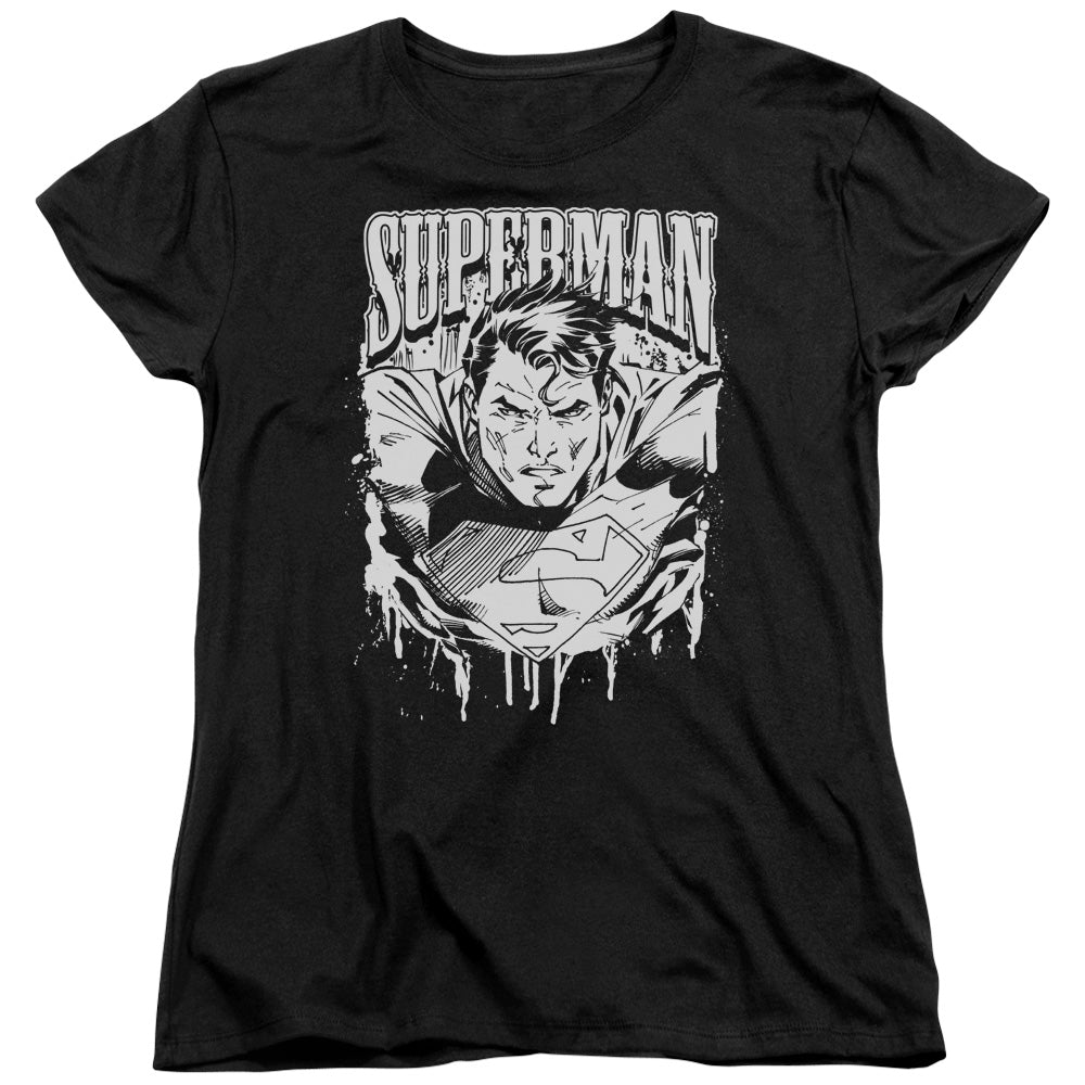 Superman - Super Metal - Short Sleeve Womens Tee - Black T-shirt