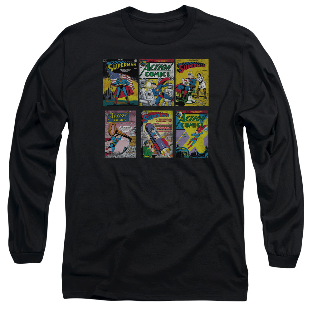 Superman - Sm Covers - Long Sleeve Adult 18/1 - Black T-shirt