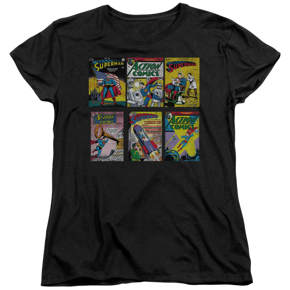 Superman - Sm Covers - Short Sleeve Womens Tee - Black T-shirt