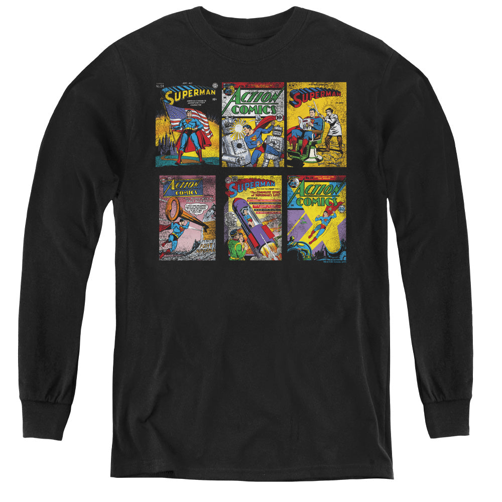 Superman - Sm Covers - Youth Long Sleeve Tee - Black