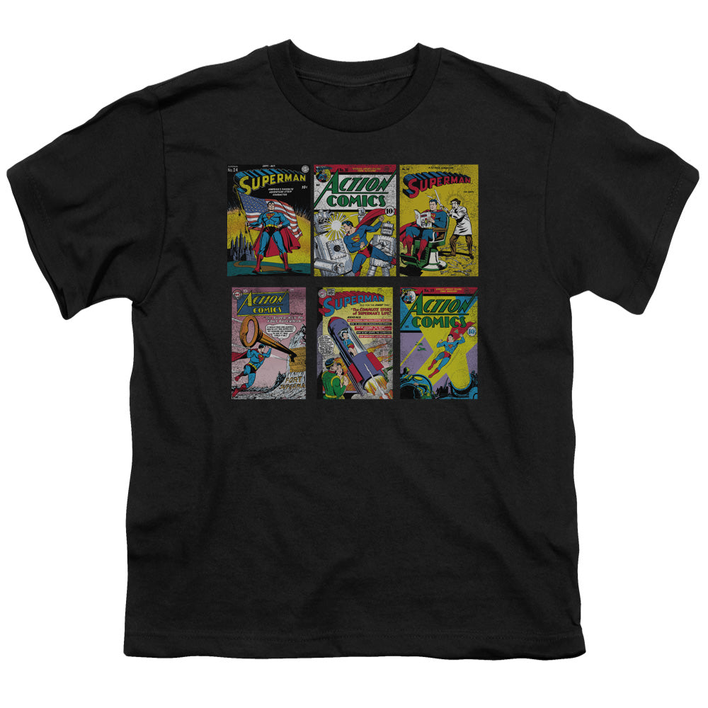 Superman - Sm Covers - Short Sleeve Youth 18/1 - Black T-shirt