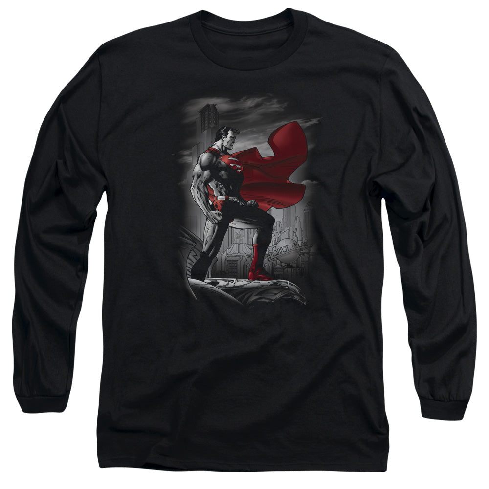 Superman - Metropolis Guardian - Long Sleeve Adult 18/1 - Black T-shirt