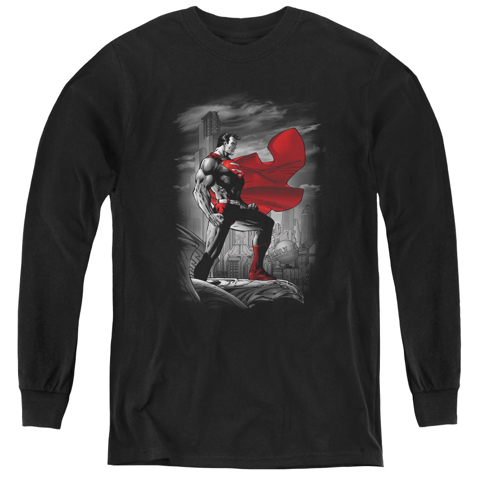 Superman - Metropolis Guardian - Youth Long Sleeve Tee - Black