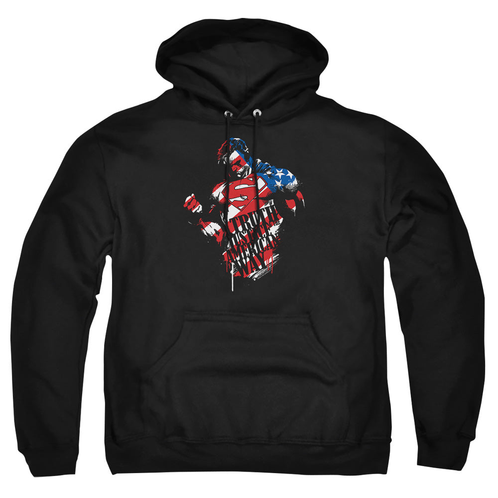 Superman - The American Way - Adult Pull-over Hoodie - Black