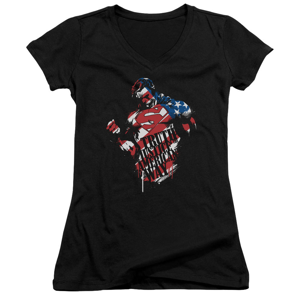 Superman The American Way - Junior V-neck - Black
