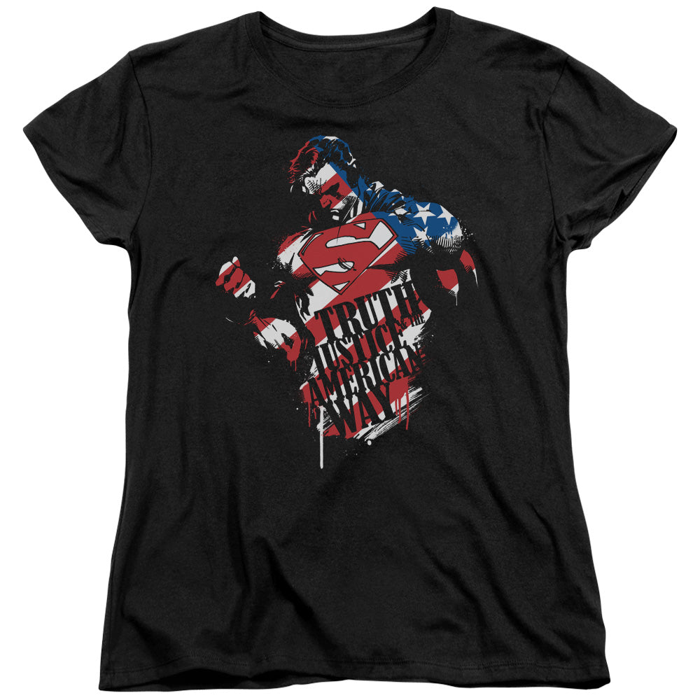 SUPERMAN THE AMERICAN WAY - S/S WOMENS TEE - BLACK T-Shirt