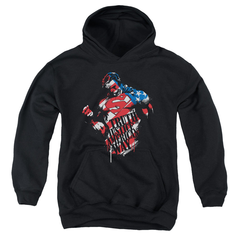 Superman The American Way-youth Pull-over Hoodie - Black