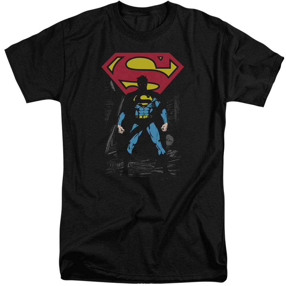 Superman - Dark Alley - Short Sleeve Adult Tall - Black T-shirt