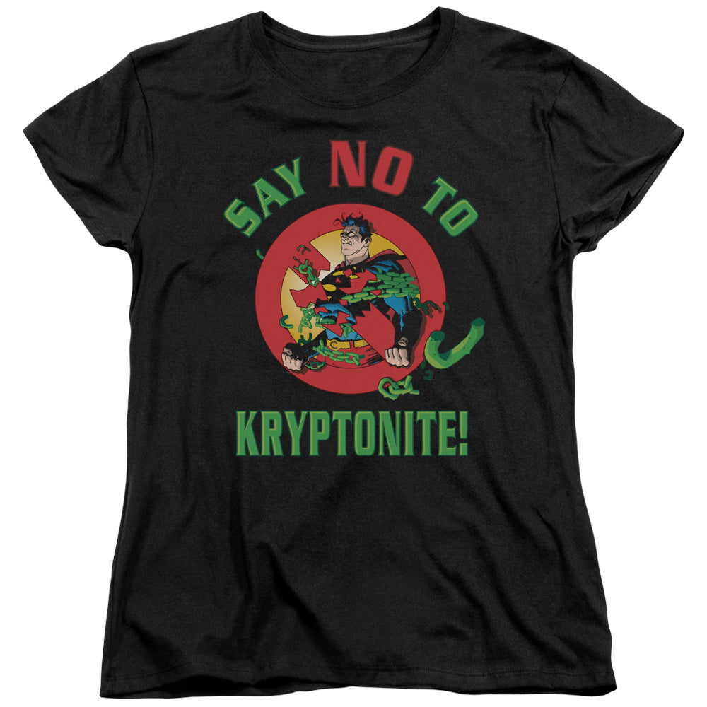 Superman - Say No To Kryptonite - Short Sleeve Womens Tee - Black T-shirt