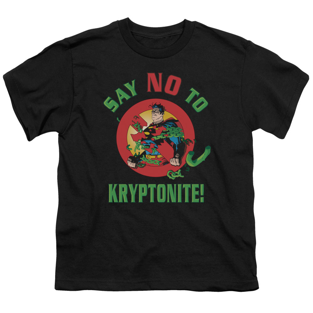 Superman - Say No To Kryptonite - Short Sleeve Youth 18/1 - Black T-shirt