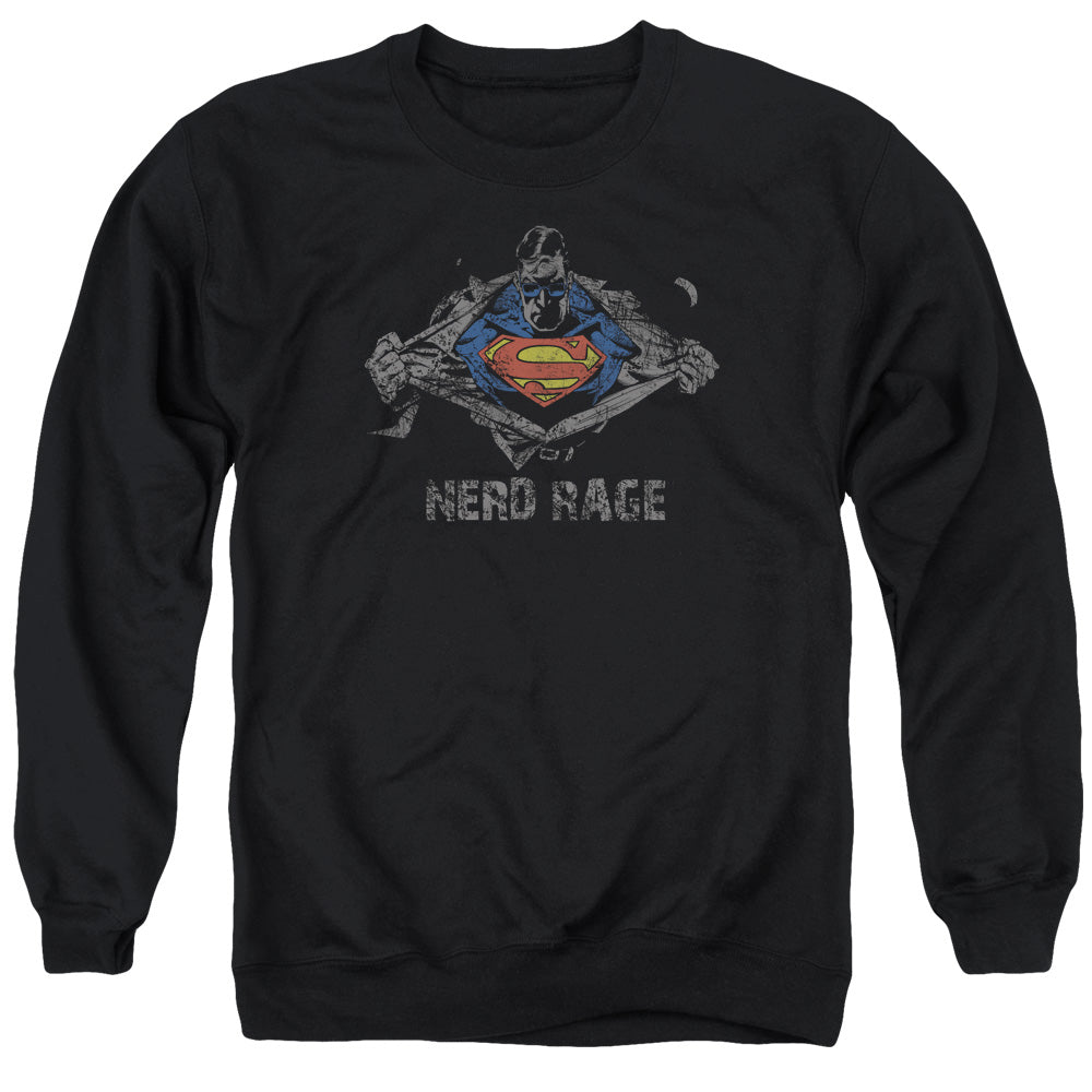 Superman - Nerd Rage - Adult Crewneck Sweatshirt - Black