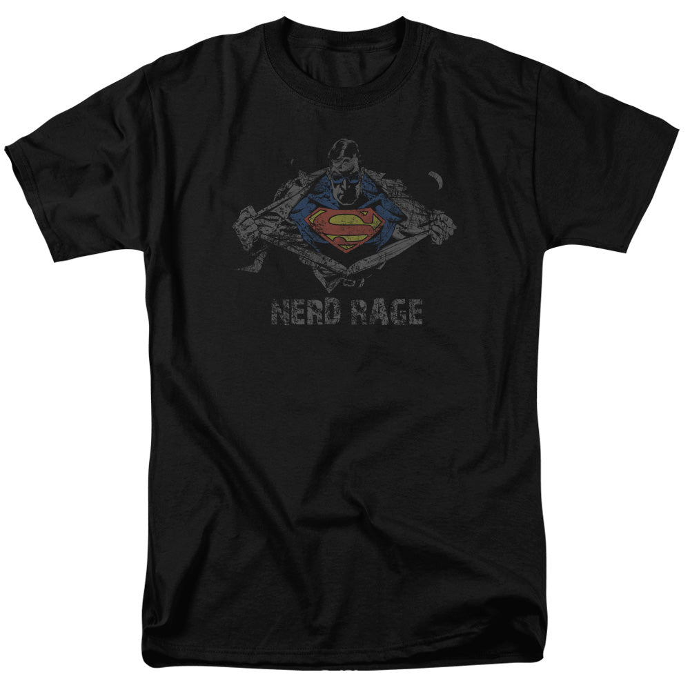 Superman - Nerd Rage - Short Sleeve Adult 18/1 - Black T-shirt