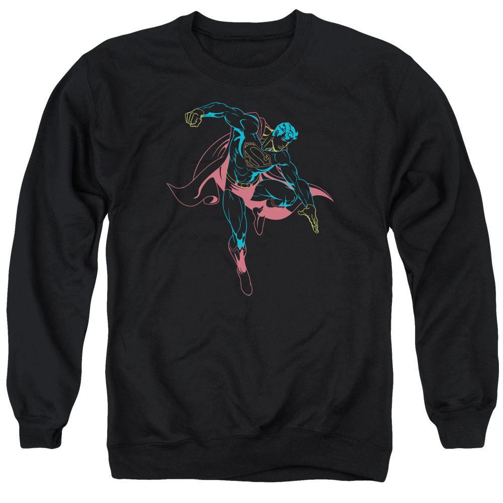 Superman - Neon Superman - Adult Crewneck Sweatshirt - Black