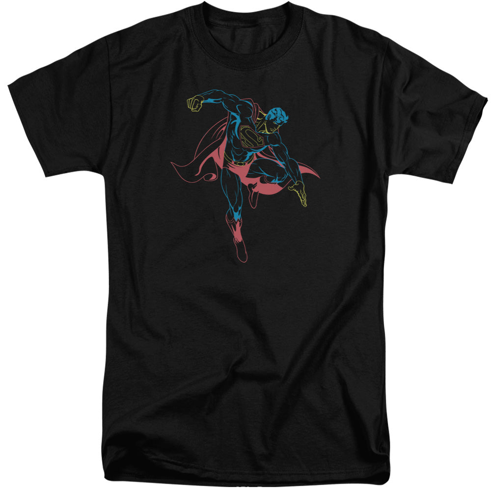 Superman - Neon Superman - Short Sleeve Adult Tall - Black T-shirt