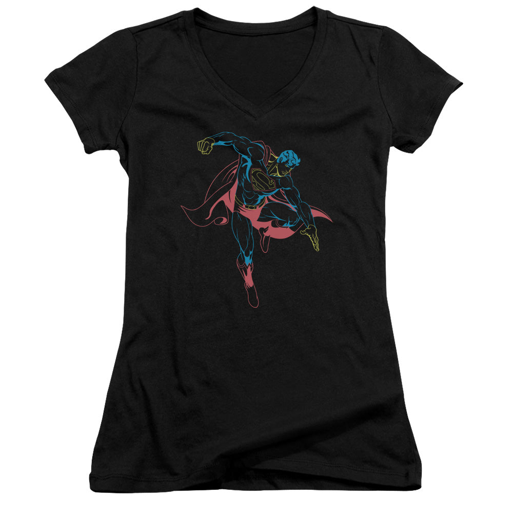 Superman - Neon Superman - Junior V-neck - Black