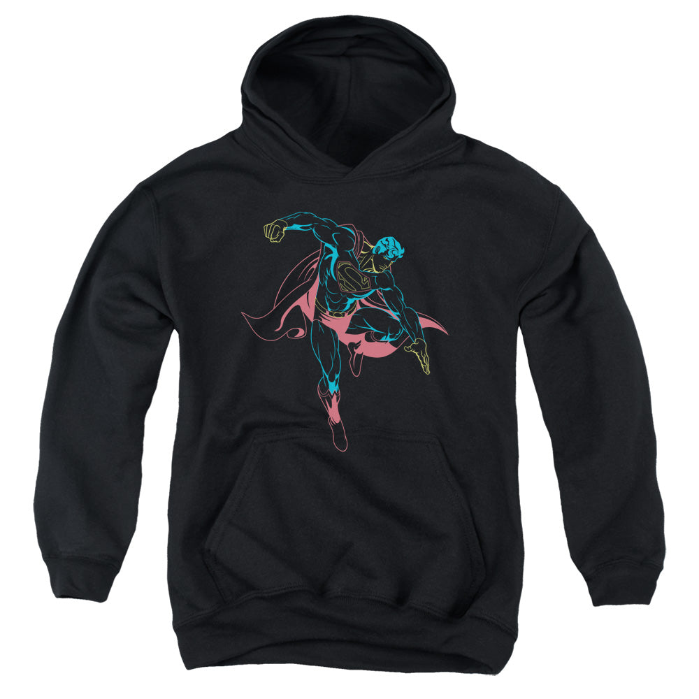 Superman Neon Superman-youth Pull-over Hoodie - Black