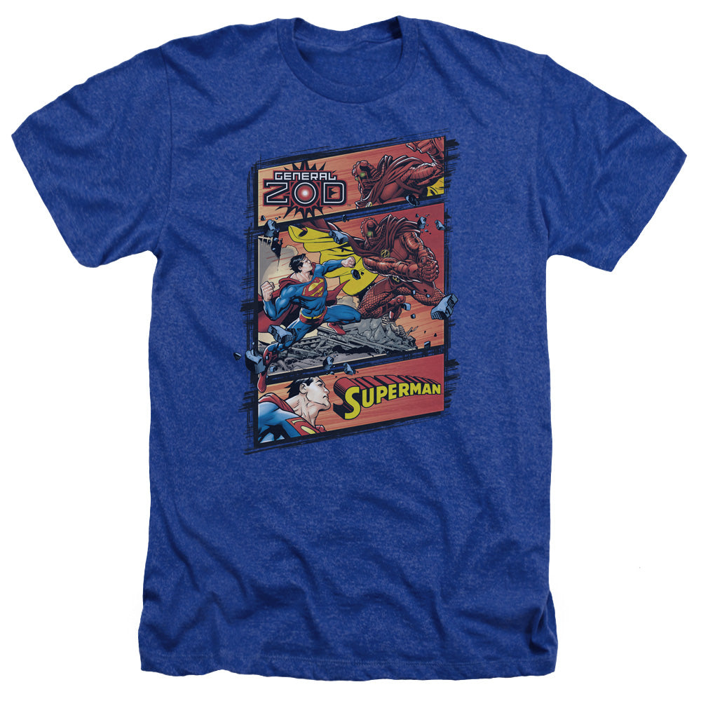 Superman - Superman Vs Zod - Adult Heather - Royal Blue