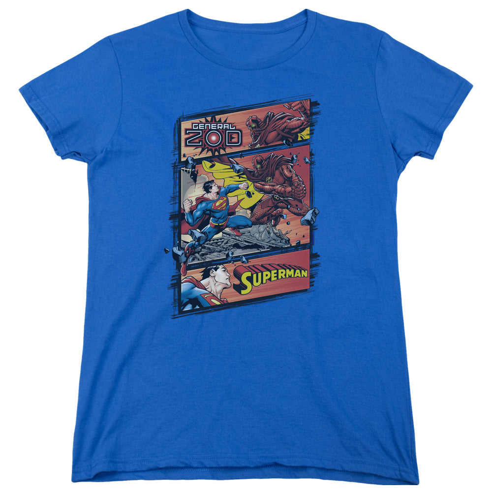 Superman - Superman Vs Zod - Short Sleeve Womens Tee - Royal Blue T-shirt