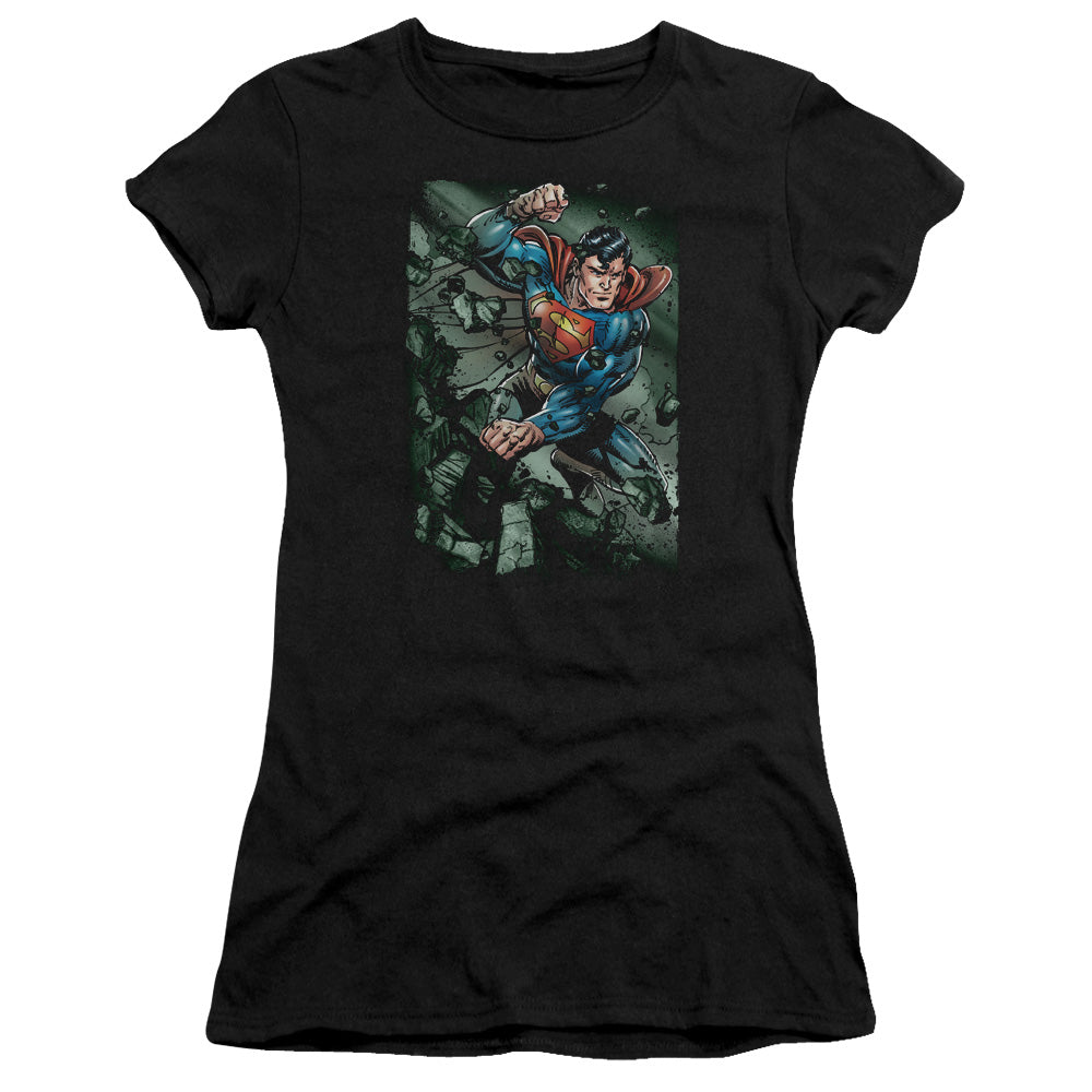 Superman - Indestructible - Short Sleeve Junior Sheer - Black T-shirt