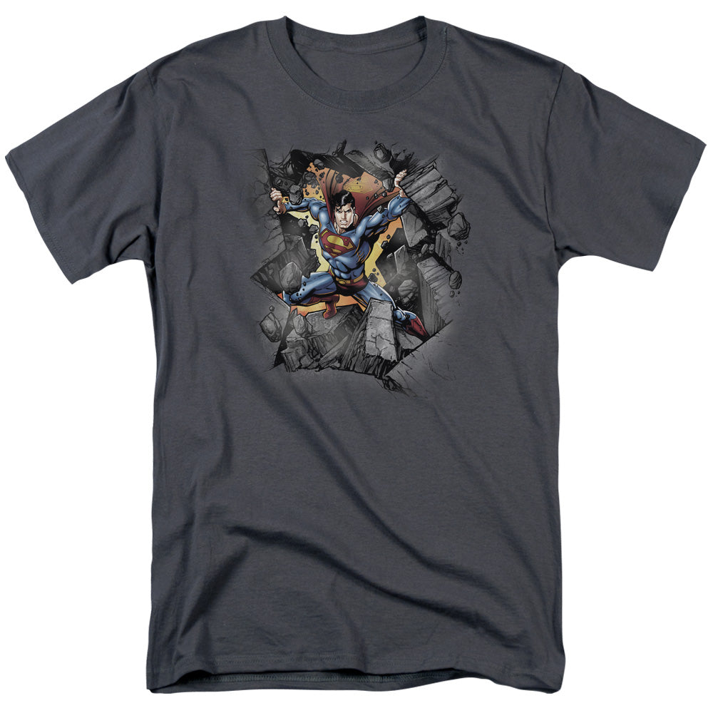 Superman - Break On Through - Short Sleeve Adult 18/1 - Charcoal T-shirt