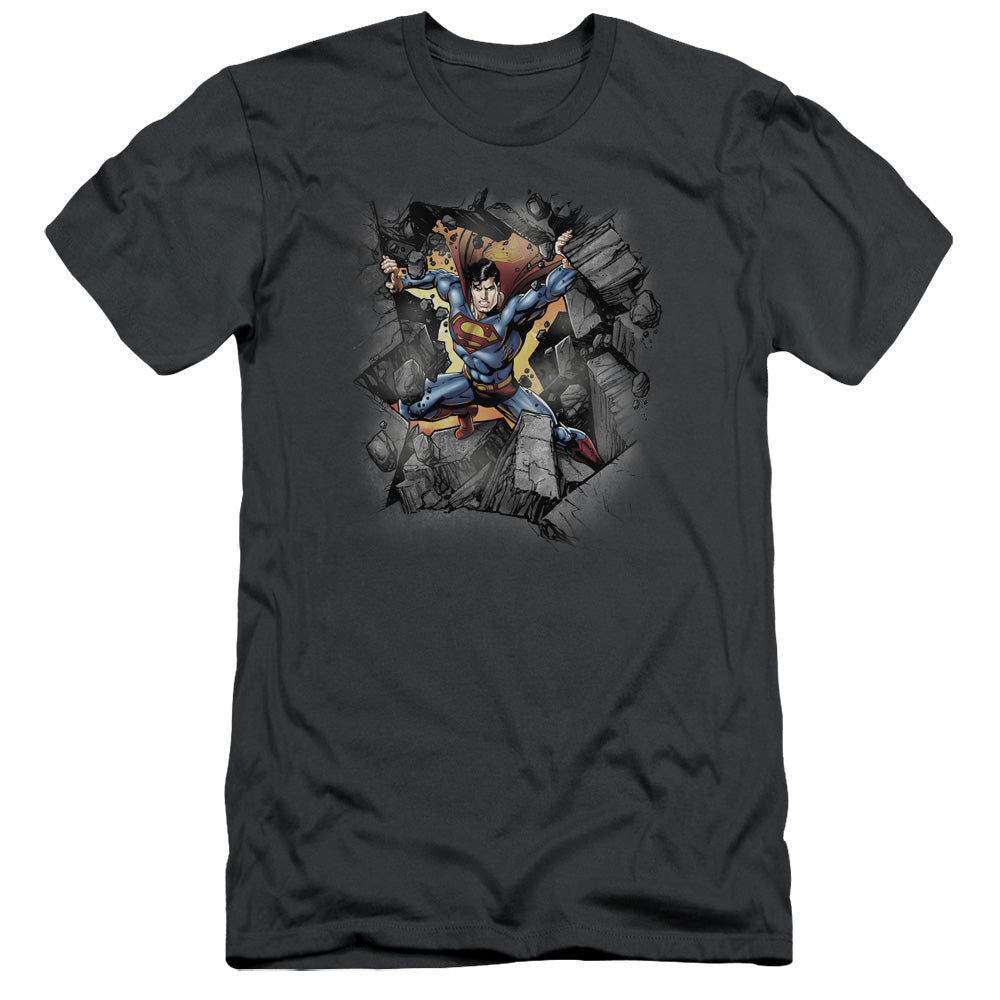 Superman - Break On Through - Short Sleeve Adult 30/1 - Charcoal T-shirt