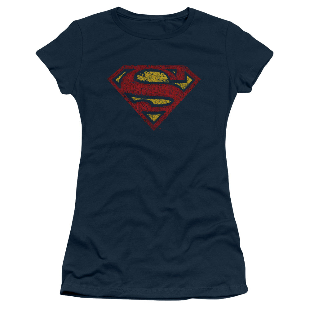 Superman - Crackle S - Short Sleeve Junior Sheer - Navy T-shirt