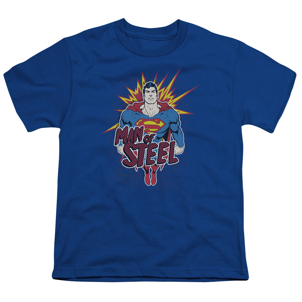 Superman - Steel Pop - Short Sleeve Youth 18/1 - Royal Blue T-shirt