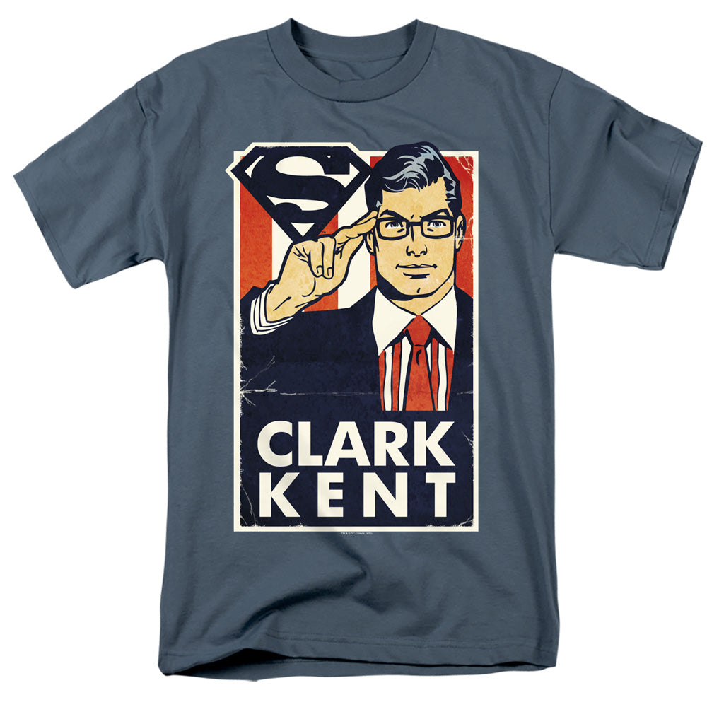 Superman - Kent For President - Short Sleeve Adult 18/1 - Slate T-shirt