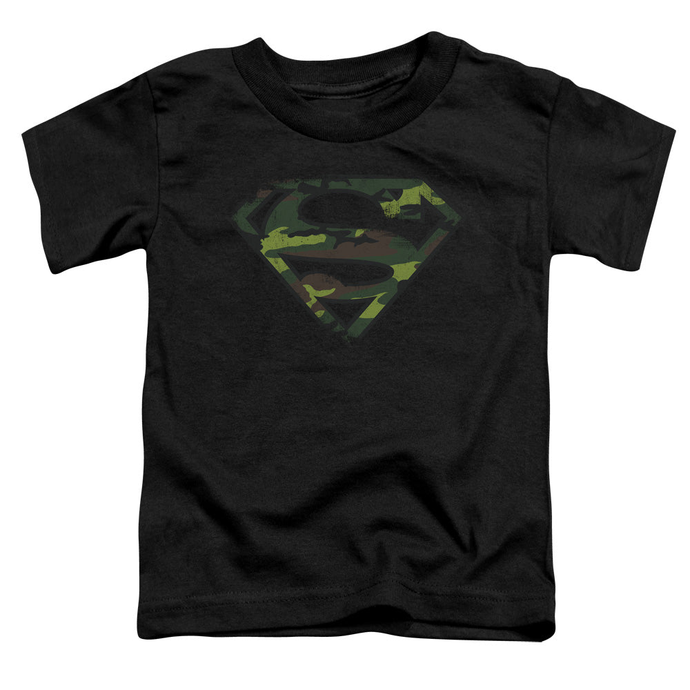 Superman - Distressed Camo Shield - Short Sleeve Toddler Tee - Black T-shirt