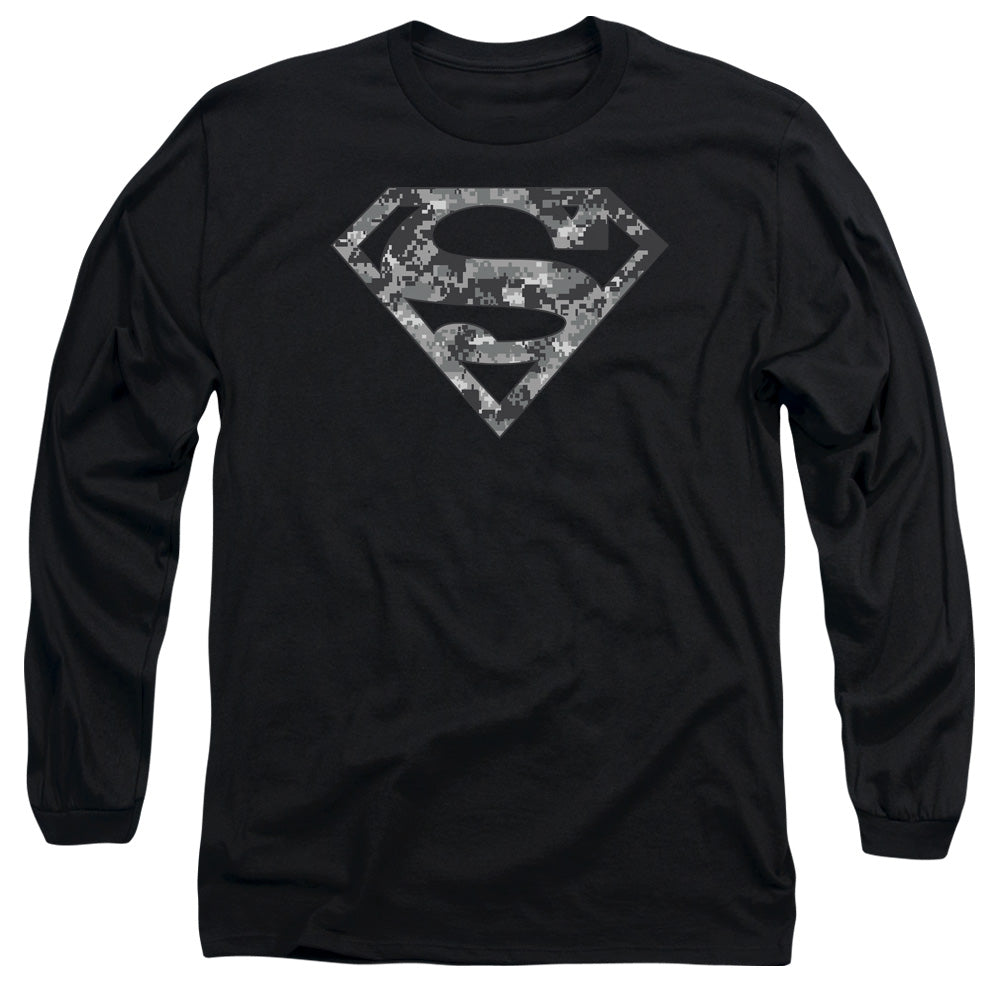 Superman - Urban Camo Shield - Long Sleeve Adult 18/1 - Black T-shirt