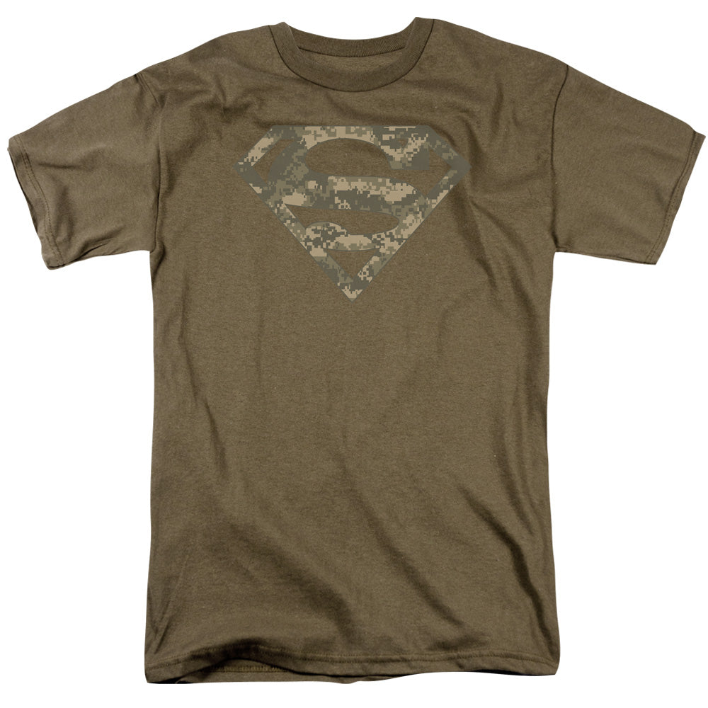 Superman - Army Camo Shield - Short Sleeve Adult 18/1 - Safari Green T-shirt