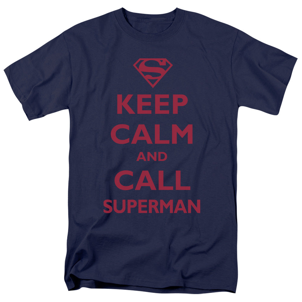 Superman - Call Superman - Short Sleeve Adult 18/1 - Navy T-shirt
