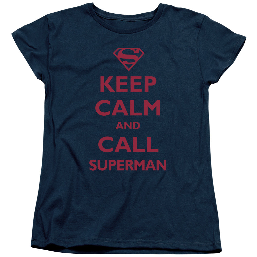 Superman - Call Superman - Short Sleeve Womens Tee - Navy T-shirt