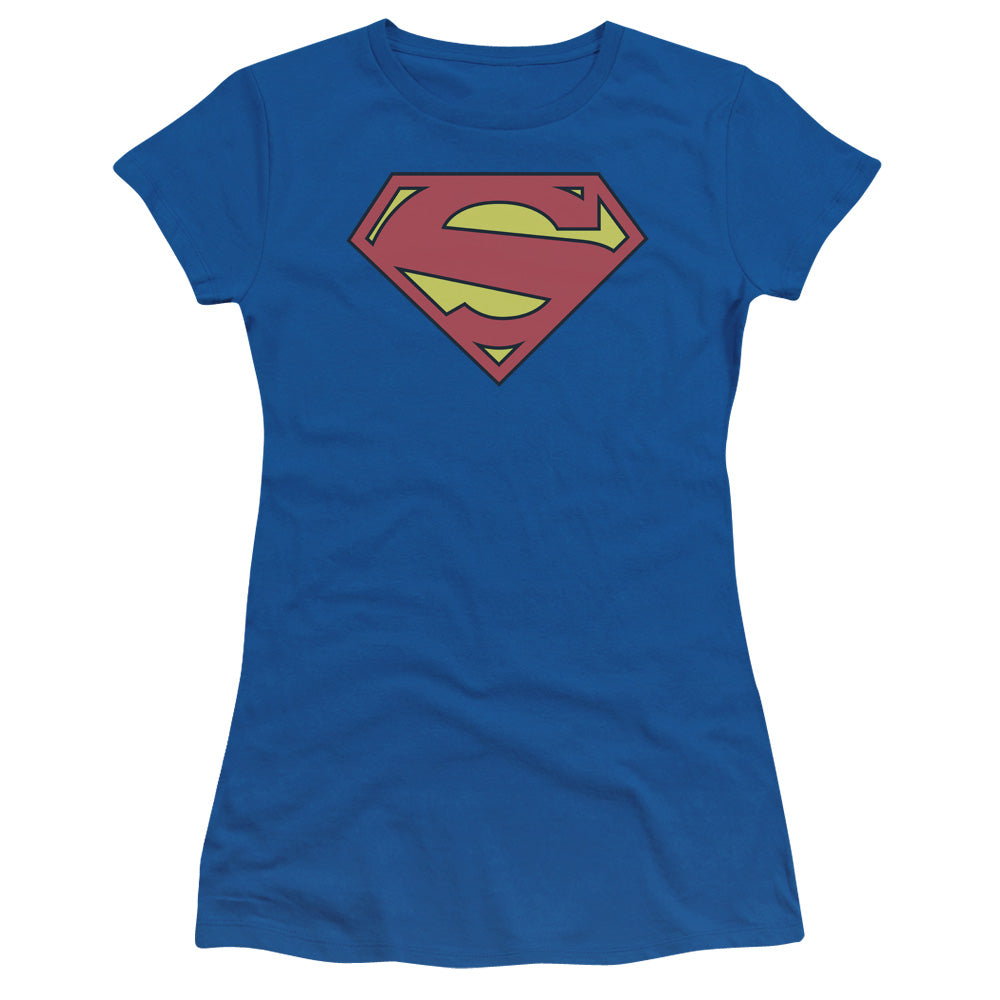 Superman - New 52 Shield - Short Sleeve Junior Sheer - Royal Blue T-shirt