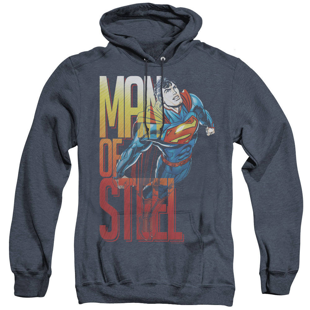 Superman - Steel Flight - Adult Heather Hoodie - Navy