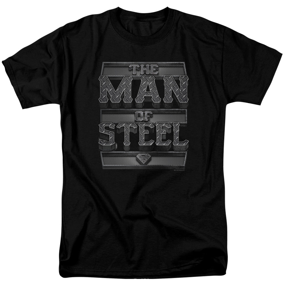 Superman - Steel Text - Short Sleeve Adult 18/1 - Black T-shirt